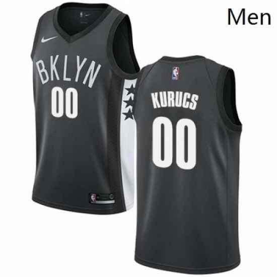 Mens Nike Brooklyn Nets 00 Rodions Kurucs Swingman Gray NBA Jersey Statement Edition